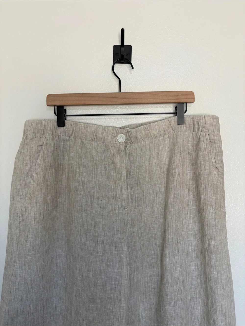 NWOT Banana Republic 100% Linen High Rise Relaxed Wide Leg Pant Boho Beige XL